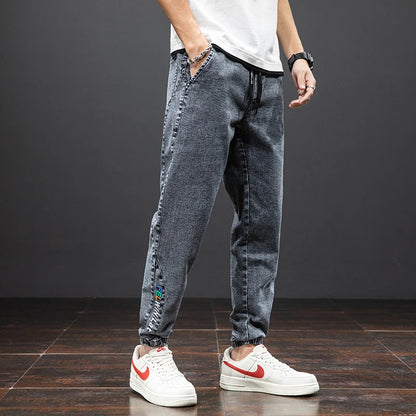 Pantalon de jogging en denim extensible pour homme