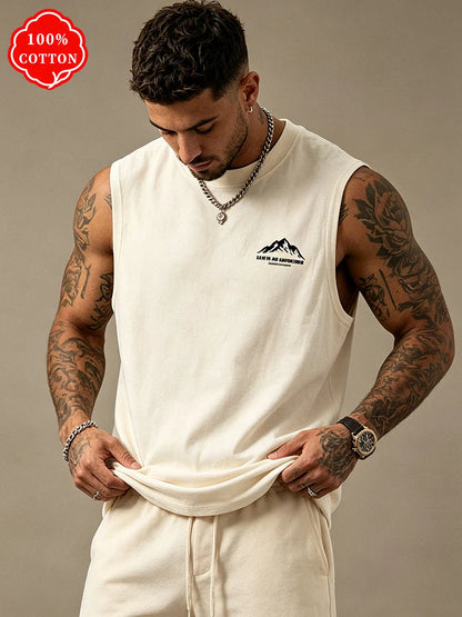 Camiseta de tirantes con estampado de montaña para hombre