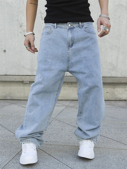 Jeans de corte largo e direito para homem
