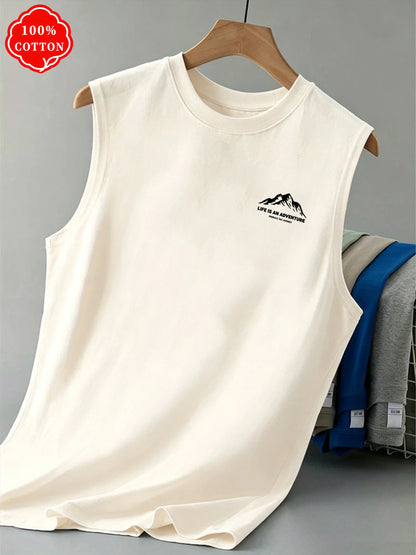Camiseta de tirantes con estampado de montaña para hombre