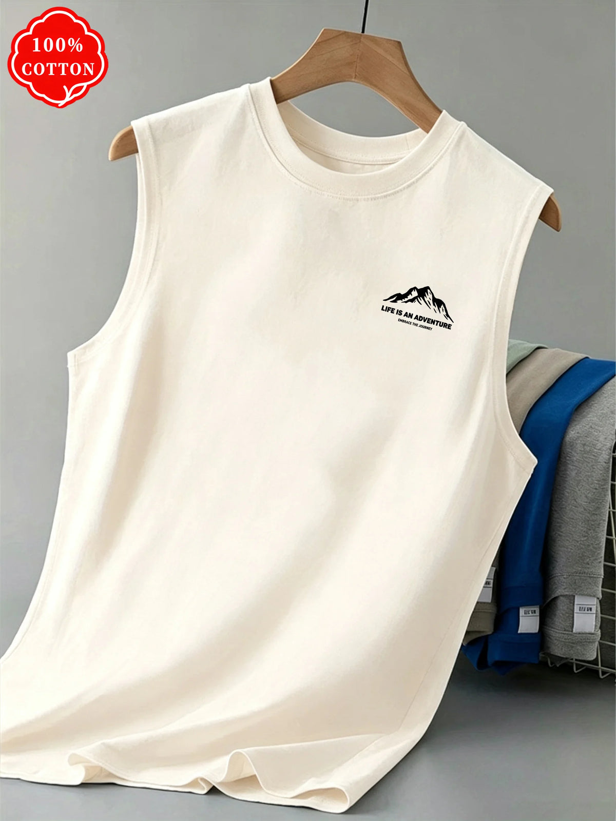 Camiseta de tirantes con estampado de montaña para hombre