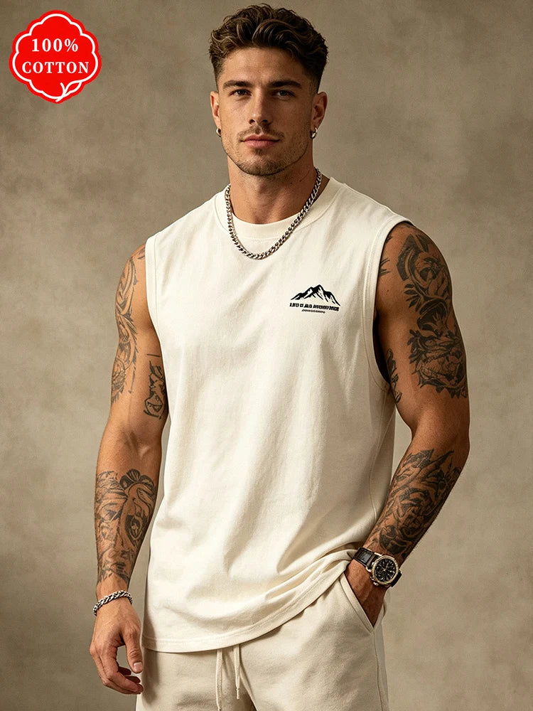 Camiseta de tirantes con estampado de montaña para hombre