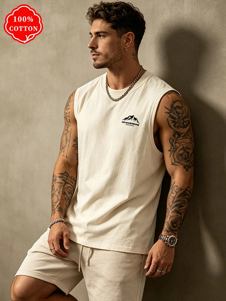 Camiseta de tirantes con estampado de montaña para hombre