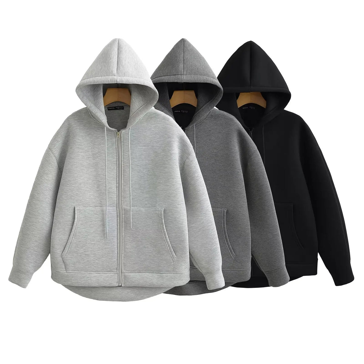 Veste zippée à capuche pour femme – Manteau décontracté ample avec poches