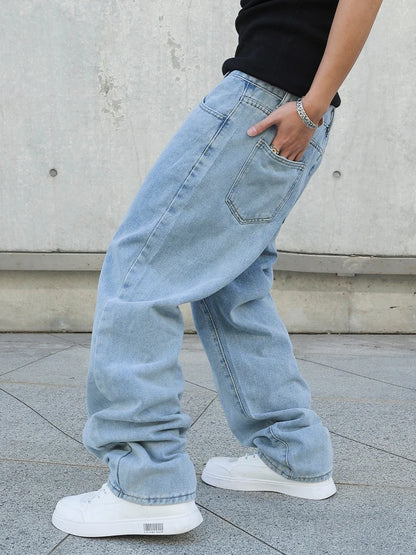 Jeans de corte largo e direito para homem