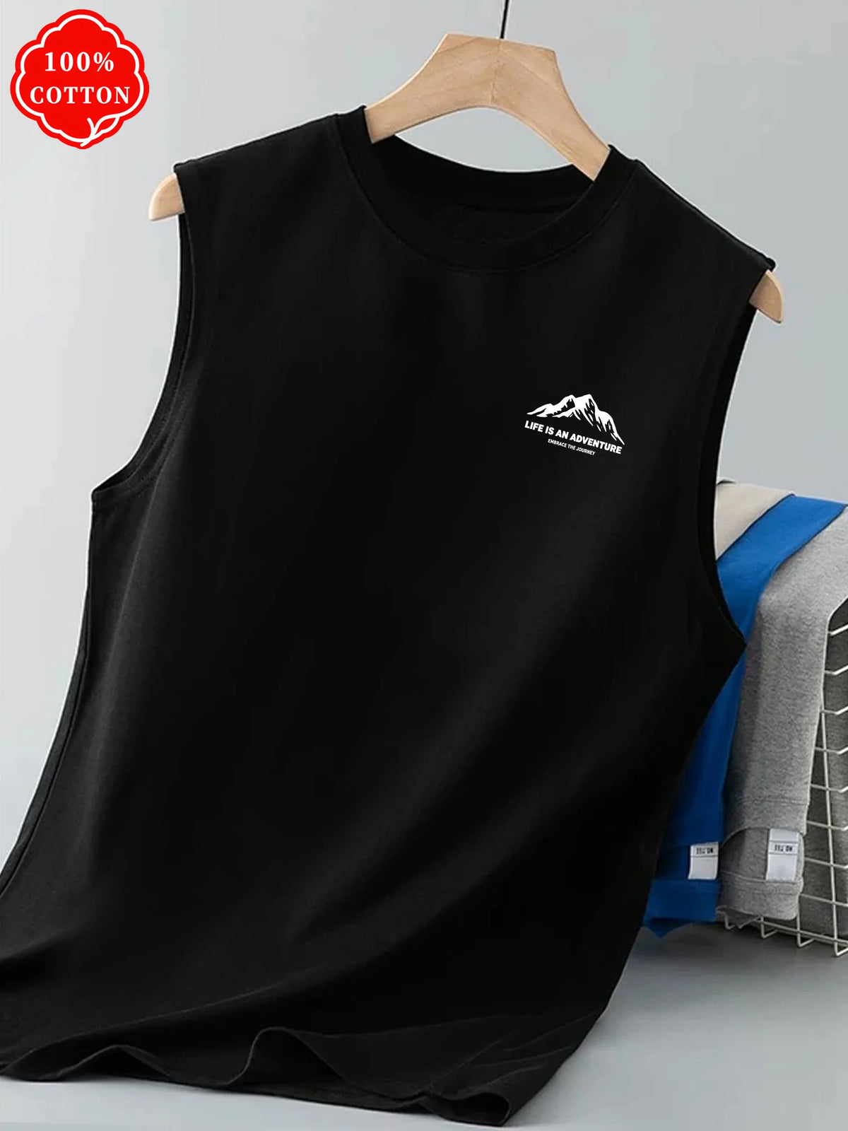 Camiseta de tirantes con estampado de montaña para hombre