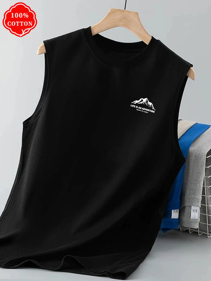 Camiseta de tirantes con estampado de montaña para hombre