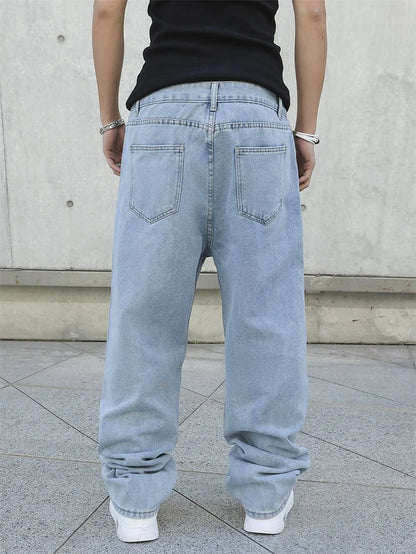 Jeans de corte largo e direito para homem